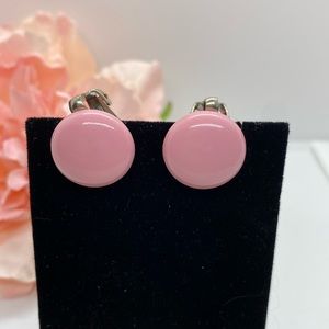 Vintage pink JAPAN stamped clip earrings